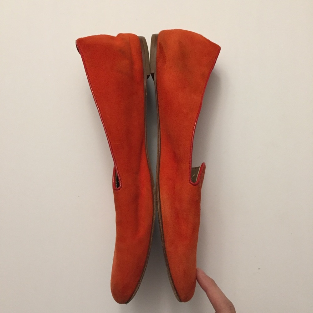 J. Crew orange red smoking shoe suede loafer flat